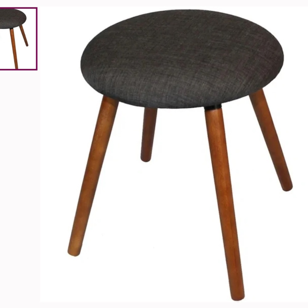 🇨🇦 Mid Century Modern Stool with Walnut Legs - New!